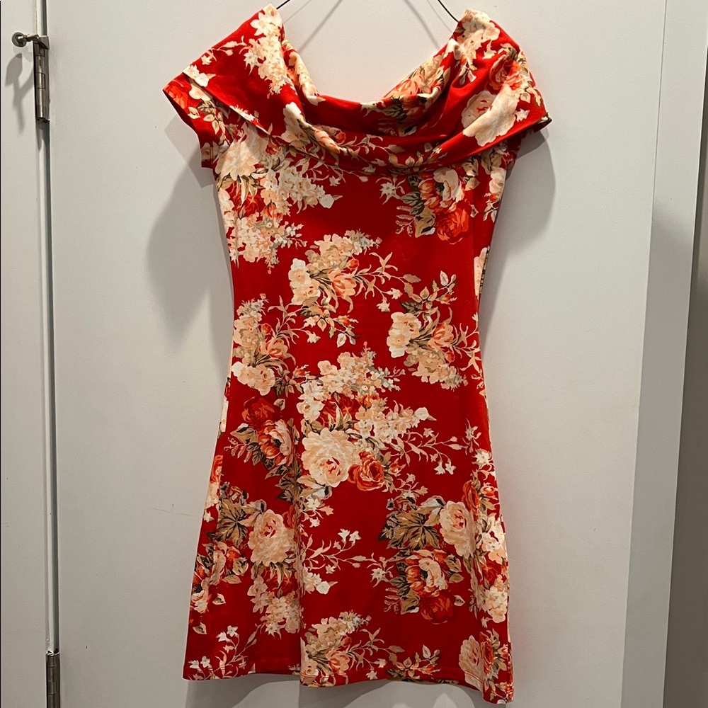 Sezane Red Floral Doriana Dress size small
